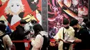 Penggemar lokal mengantre untuk mengikuti Festival Komik dan Animasi ke-10 di Taipei, Taiwan (10/2/2022). Festival Komik dan Animasi Internasional Taipei (TiCA) diadakan pada 10-14 Februari 2022. (AFP/Sam Yeh)