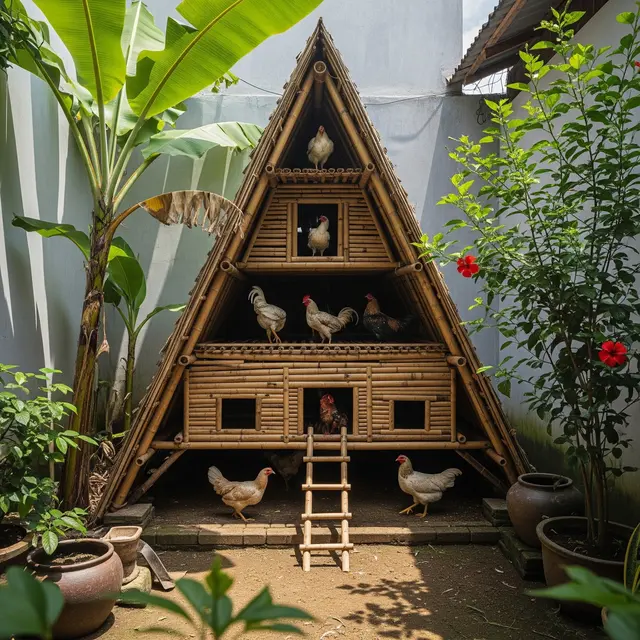 9 Model Kandang Ayam Bambu Tingkat, Efisiensi Maksimal Lahan Terbatas
