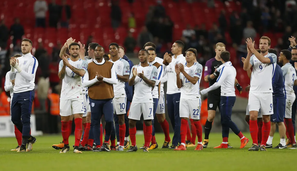 Inggris memastikan satu tempat pada putaran final Piala Dunia 2018 di Russia, Inggris lolos otomatis sebagai juara grup F pada kualifikasi Piala Dunia 2018. (AFP/Ian Kington)