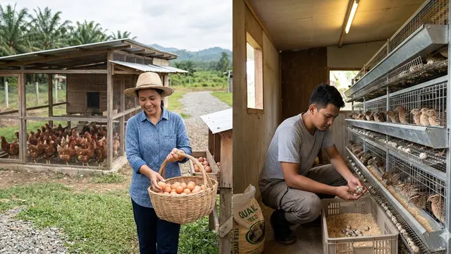 Perbandingan Untung Ayam Petelur vs Puyuh Petelur (Foto: Gemini AI)