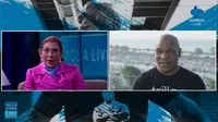 Susi Pudjiastuti berdiskusi dengan Mike Tyson pada acara yang diselenggarakan Mola TV. (Dok Mola TV)