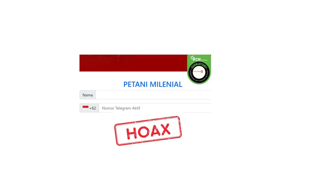 Cek fakta tautan pendaftaran petani millenial