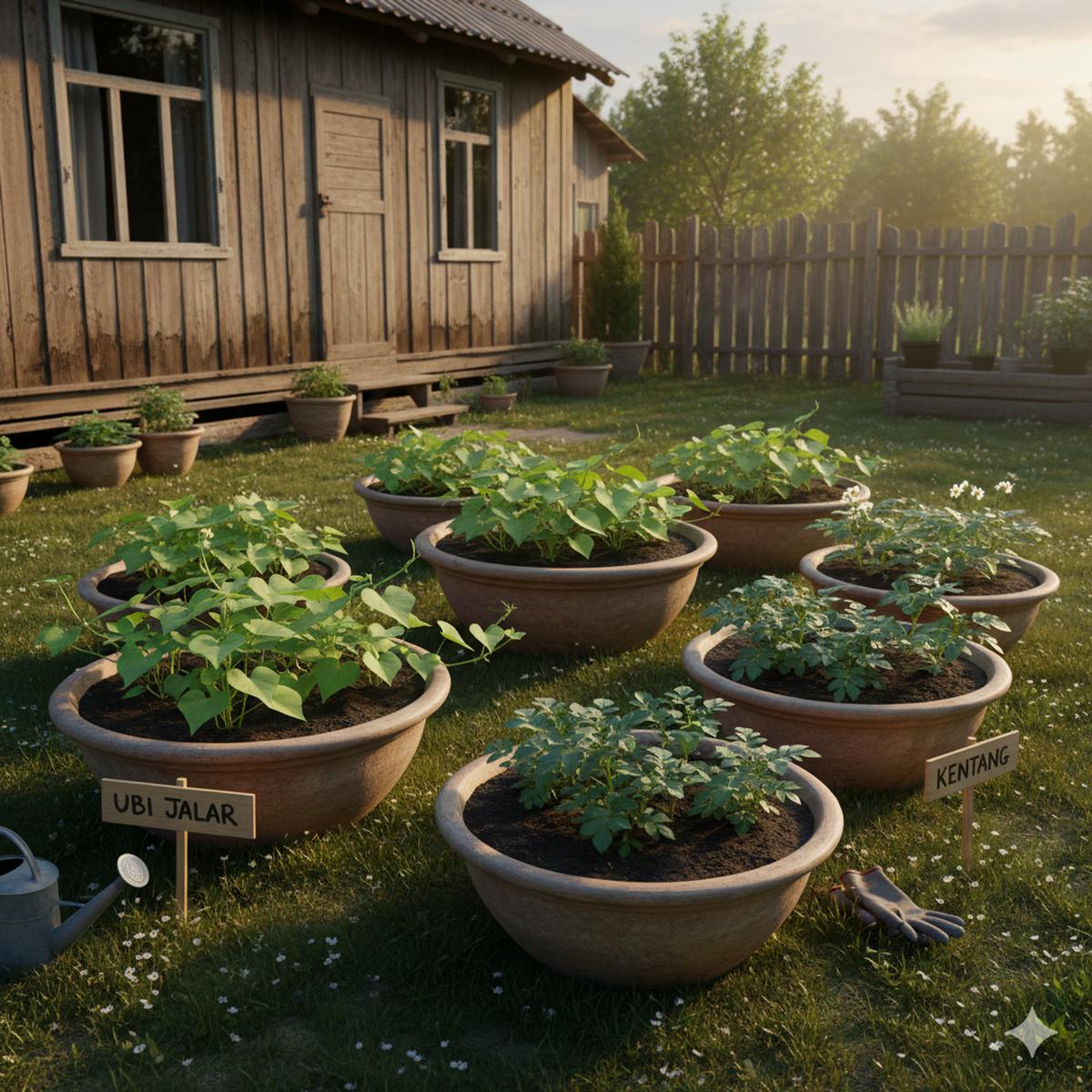 Model Kebun Pot untuk Ubi Jalar dan Kentang