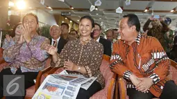 Menteri BUMN Rini M Soemarno saat menghadiri acara HUT KPR BTN di Menara BTN, di Jakarta Selasa (14/12). Bank BTN menegaskan perannya sebagai Bank yang fokus pada pembiayaan perumahan. (Liputan6.com/Angga Yuniar)