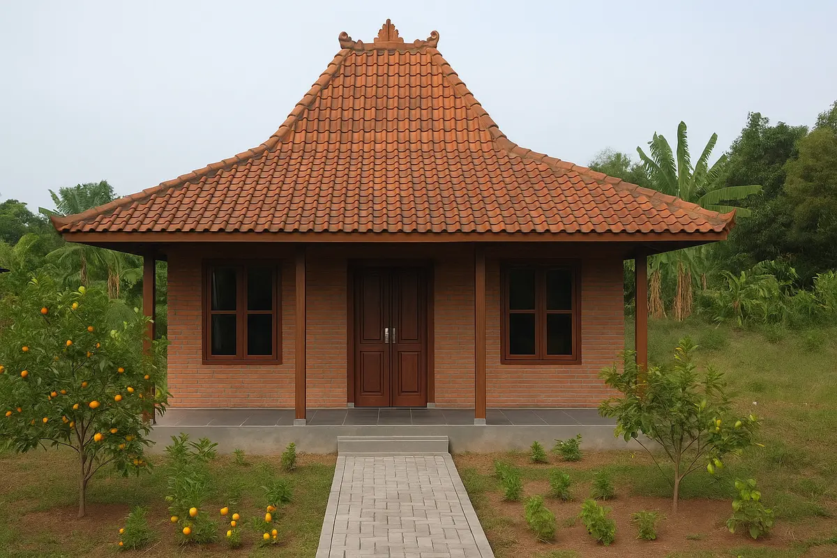 Rumah 6x9 Gaya Tradisional Jawa dengan Kebun Buah Mini/via ChatGPT