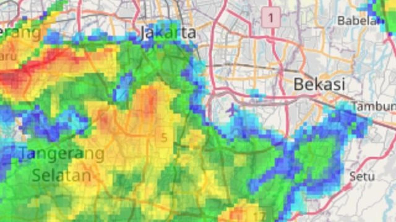 Waspada! Begini Luasnya Hujan Deras Jakarta dan Sekitarnya Malam Ini
