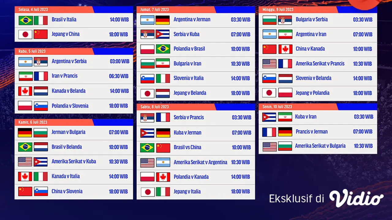 Jadwal Live Streaming Men’s VNL 2023 Week 3 di Vidio, 4-10 Juli 2023