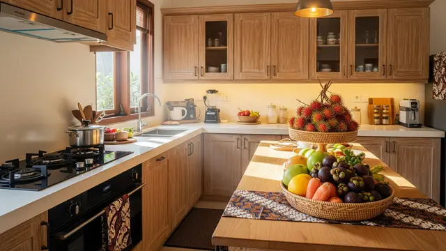Model Dapur Kompor Tanam Bernuansa Kayu