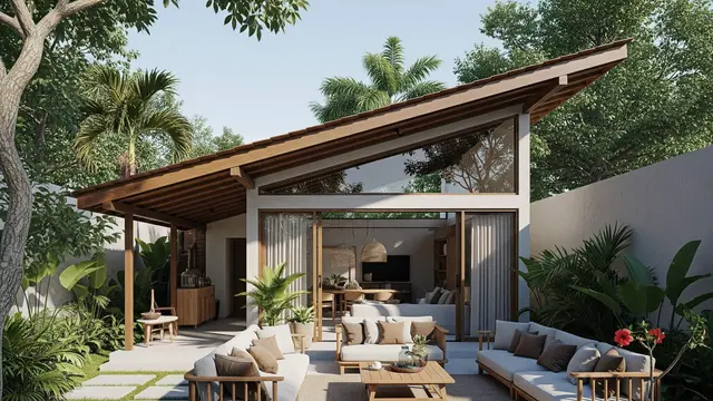 Model Rumah Sederhana dengan Atap Miring ke Belakang