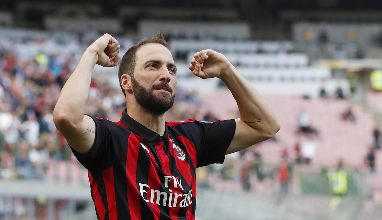 Striker AC Milan, Gonzalo Higuain (AP Photo/Antonio Calanni)