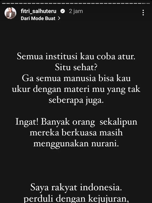 Unggahan Fitri Salhuteru. (Foto: Dok. Instagram @fitri_salhuteru)