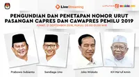 Live Streaming Pengundian Nomor Urut Capres-Cawapres 2019. (Liputan6.com/Abdillah)