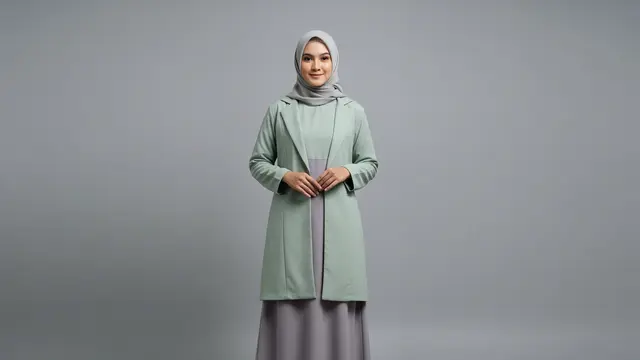 Gamis Two-Tone + Blazer Longline Senada