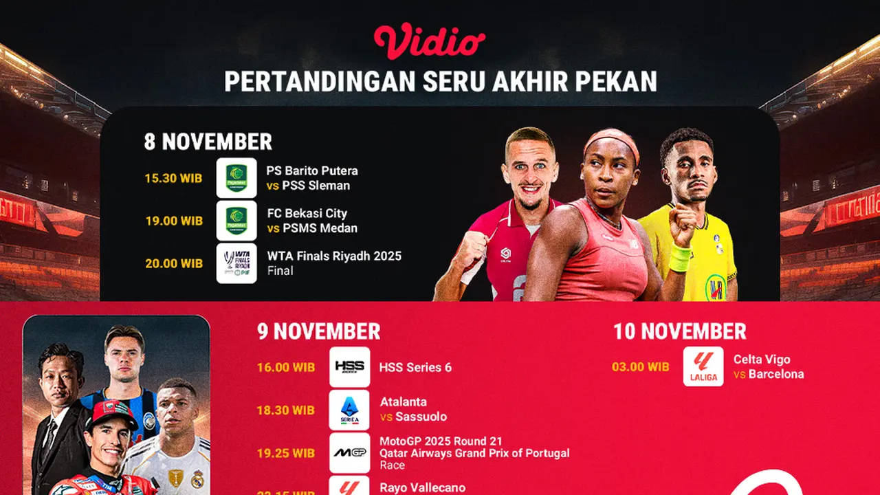 Pertandingan seru akhir pekan di Vidio. (dok. vidio.com)
