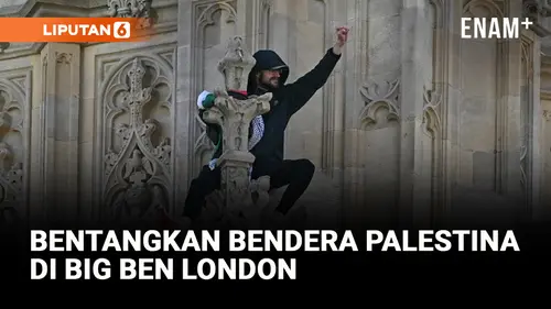VIDEO: Pria Memegang Bendera Palestina Memanjat Big Ben di London