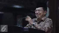 Jusuf Kalla memberikan sambutan saat buka bersama di Puri Cikeas, Bogor, Senin (13/06/2016). SBY mengundang mantan pejabat yang pernah duduk di era Kabinet Indonesia Bersatu Jilid I dan II untuk berbuka puasa bersama (Liputan6.com/Herman Zakharia)