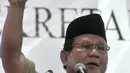 Ketua Umum Partai Gerindra Prabowo Subianto memberikan sambutan saat peresmian Roemah Djoeang di Jalan Wijaya, Kebayoran Baru, Jakarta, Minggu (29/7). Roemah Djoeang didirikan sebagai markas bagi para relawan di Pilpres 2019. (Merdeka.com/Iqbal S Nugroho)