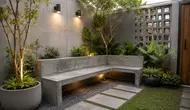 7 Desain Bangku Taman Mungil dari Semen di Halaman Rumah