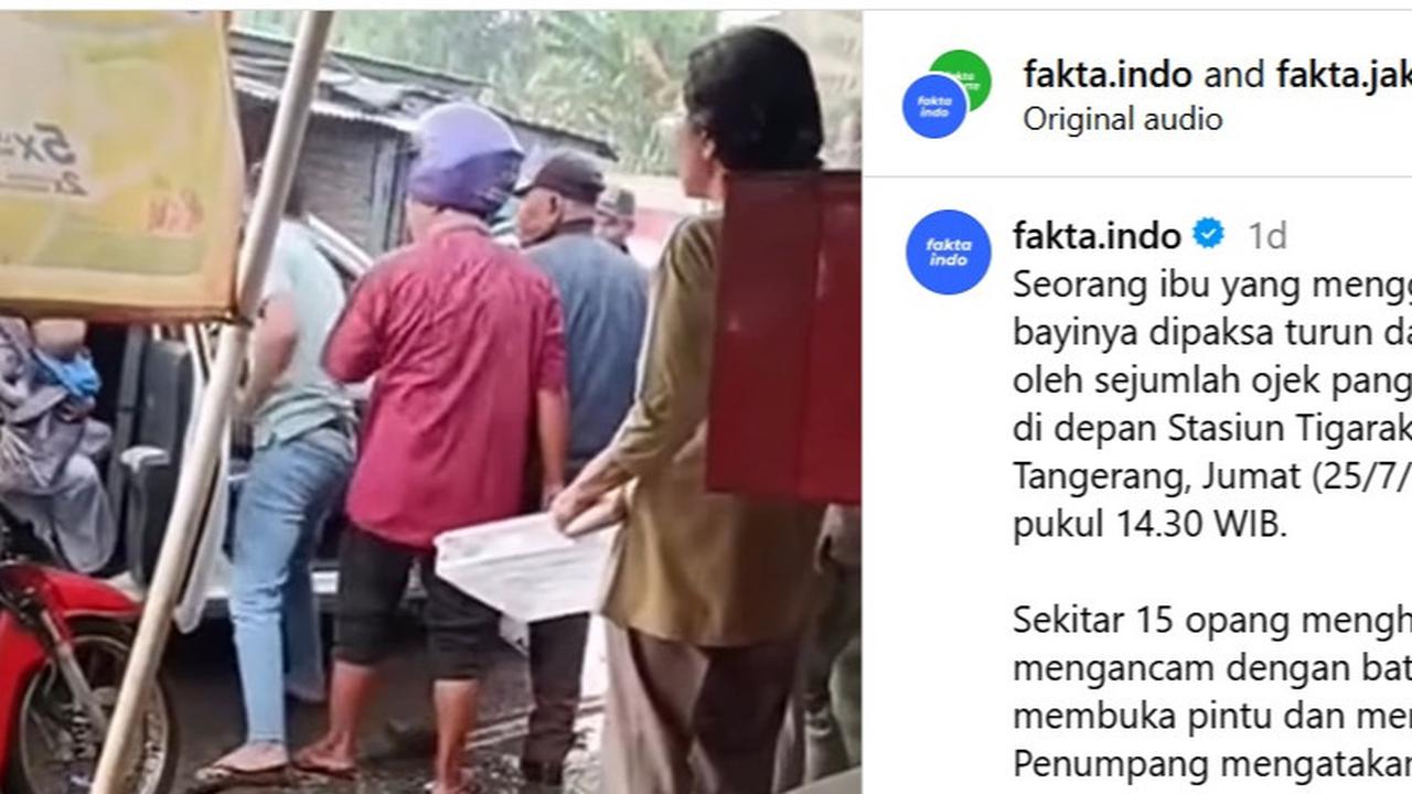 Opang paksa turun ibu bawa bayi dari taksi online di Tigaraksa