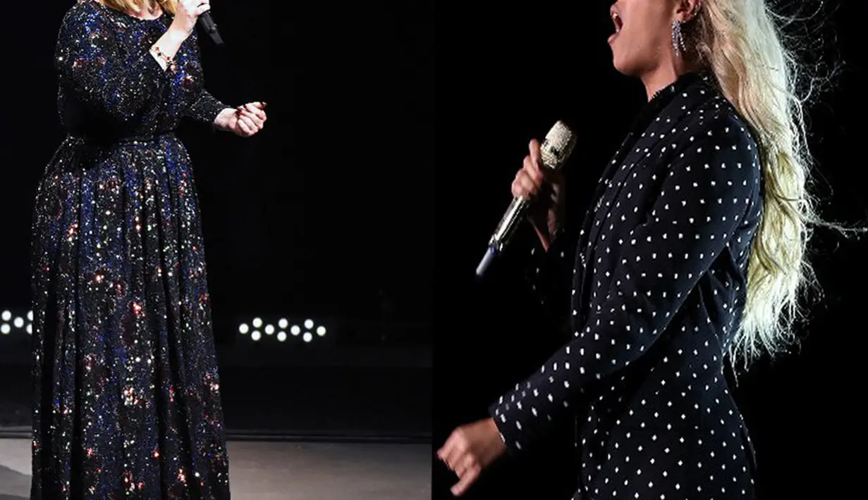 Kabar bahagia untuk penggemar Adele dan Beyonce. Bukan karena single atau album baru, melainkan keduanya dipastikan akan tampil mewarnai panggung Grammy Awards 2017 nanti. (AFP/Bintang.com)