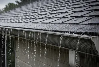 Ilustrasi Talang Rumah Meluap saat Hujan Deras/Gemini AI