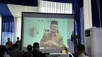 PAN menggelar acara silaturahmi Ramadan yang akan dihadiri Presiden Jokowi dan para ketum parpol koalisi pemerintah. Saat ini, acara telah berlangsung dengan agenda ceramah dari Sekretaris Umum PP Muhammadiyah Abdul Mu'ti. (Liputan6.com/Nanda Perdana Putra)