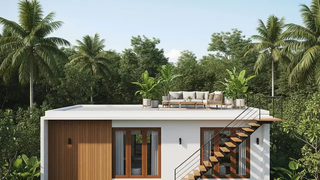Model Rumah Minimalis dengan Atap Datar dan Rooftop Kecil