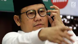 Ketua Umum PKB Muhaimin Iskandar saat launching Musabaqoh Kitab Kuning di Jakarta, Minggu (14/10). Launching tersebut dalam rangka rangkaian peringatan Hari Santri Nasional (HSN) 2018. (Liputan6.com/JohanTallo)
