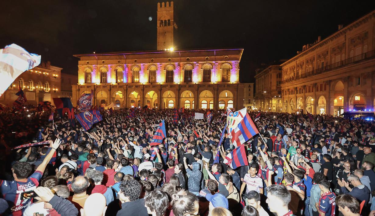 Bologna menang 2-0 di kandang Napoli pada pekan ke-36 Serie A 2023/2024, Sabtu (11/5/2024). Tim asuhan Thiago Motta itu menang berkat gol-gol Dan Ndoye menit 9 dan Stefan Posch menit 12. (Guido Calamosca/LaPresse via AP)