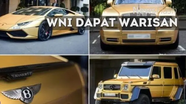  Inggris dihebohkan dengan kemunculan 4 mobil mewah yang semuanya berlapis emas. Mobil-mobil yang diperkirakan seharga 1000.000 dolar itu diketahui milik seorang Warga Negara Indonesia