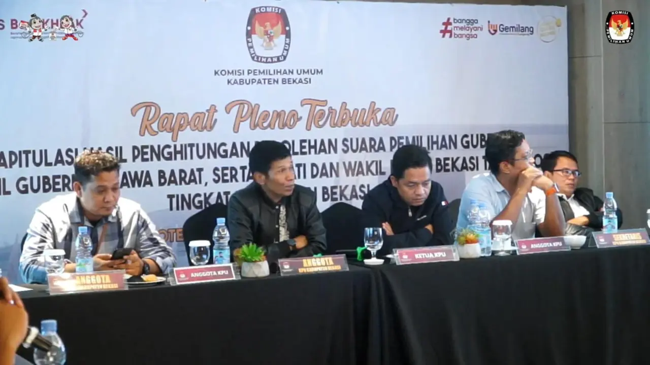 Rapat Pleno Rekapitulasi Suara Pilkada Bupati/Wakil Bupati Kabupaten Bekasi 2024 di Hotel Nuanza Cikarang (Istimewa)