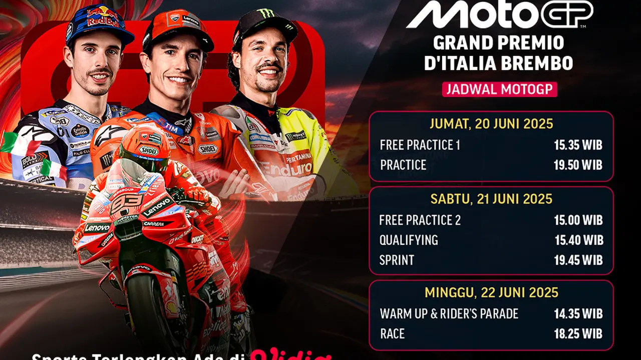 Saksikan MotoGP 2025 Gran Premio d’Italia Brembo Siaran Langsung di Vidio