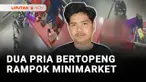 Perampok bertopeng dan bersenjata parang menyatroni salah satu minimarket di Kabupaten Sidrap, Sulawesi Selatan. Karyawan minimarket yang tidak mampu berbuat banyak membiarkan dua perampok bertopeng membawa kabur uang tunai Rp10 juta.