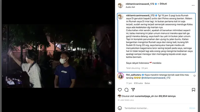Unggahan Nikita Mirzani. (Foto: Dok. Instagram @nikitamirzanimawardi_172)