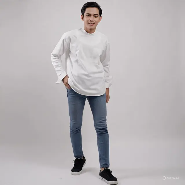 Outfit Kuliah Pria Kemeja Oversized + Slim Jeans
