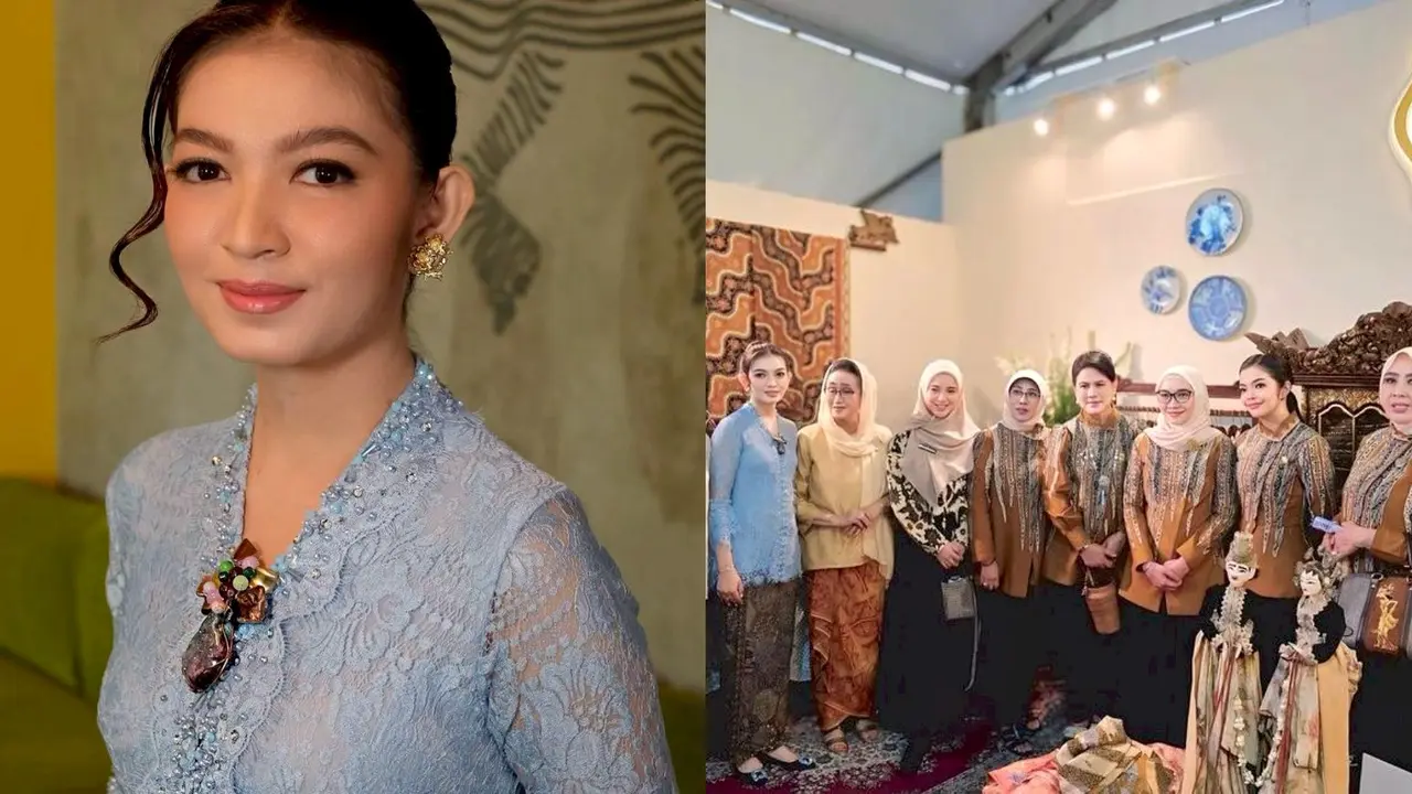 Potret Anggunnya Selvi Ananda Berkebaya Biru saat Dampingi Iriana Jokowi di Pameran UMKM HUT ke-44 Dekranas
