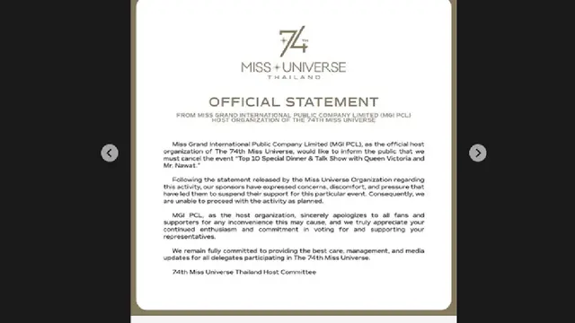 Drama Miss Universe 2025 Thailand, Nawat Itsaragrisil Minta Maaf Sambil Menangis pada Miss Meksiko Fatima Bosch