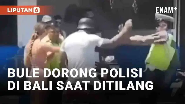 Aksi meresahkan oknum bule di Bali kembali terjadi. Kamera warga merekam pasangan bule bermotor ditilang polisi. Bule pria tiba-tiba mendorong polisi yang mencoba menertibkan.