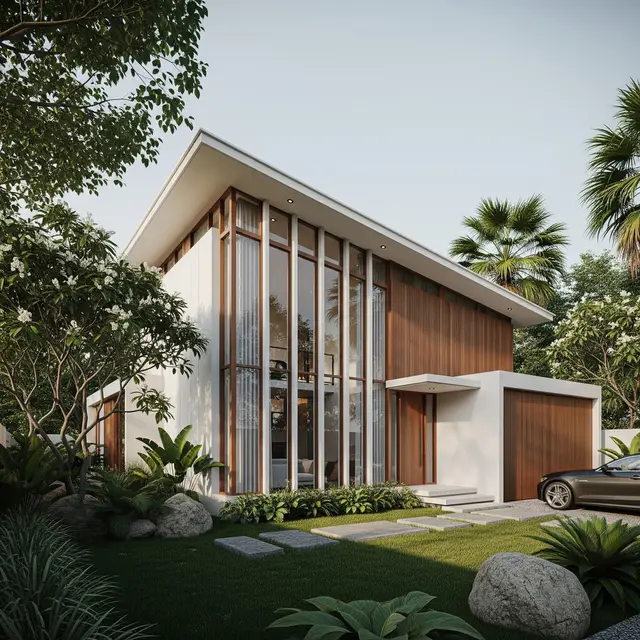 Gambar Rumah Minimalis Atap Sandar Modern