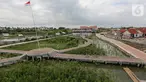 Pemandangan Gerbang Mapan Aquaculture di Desa Ketapang, Mauk, Kabupaten Tangerang (21/01/2022). Program Gerakan Pembangunan Masyarakat Pantai (Gerbang Mapan) bertujuan untuk mempercepat penyediaan infrastruktur dasar pengembangan perekonomian dan wisata masyarakat pesisir.(Liputan6.com/Fery Pradolo)