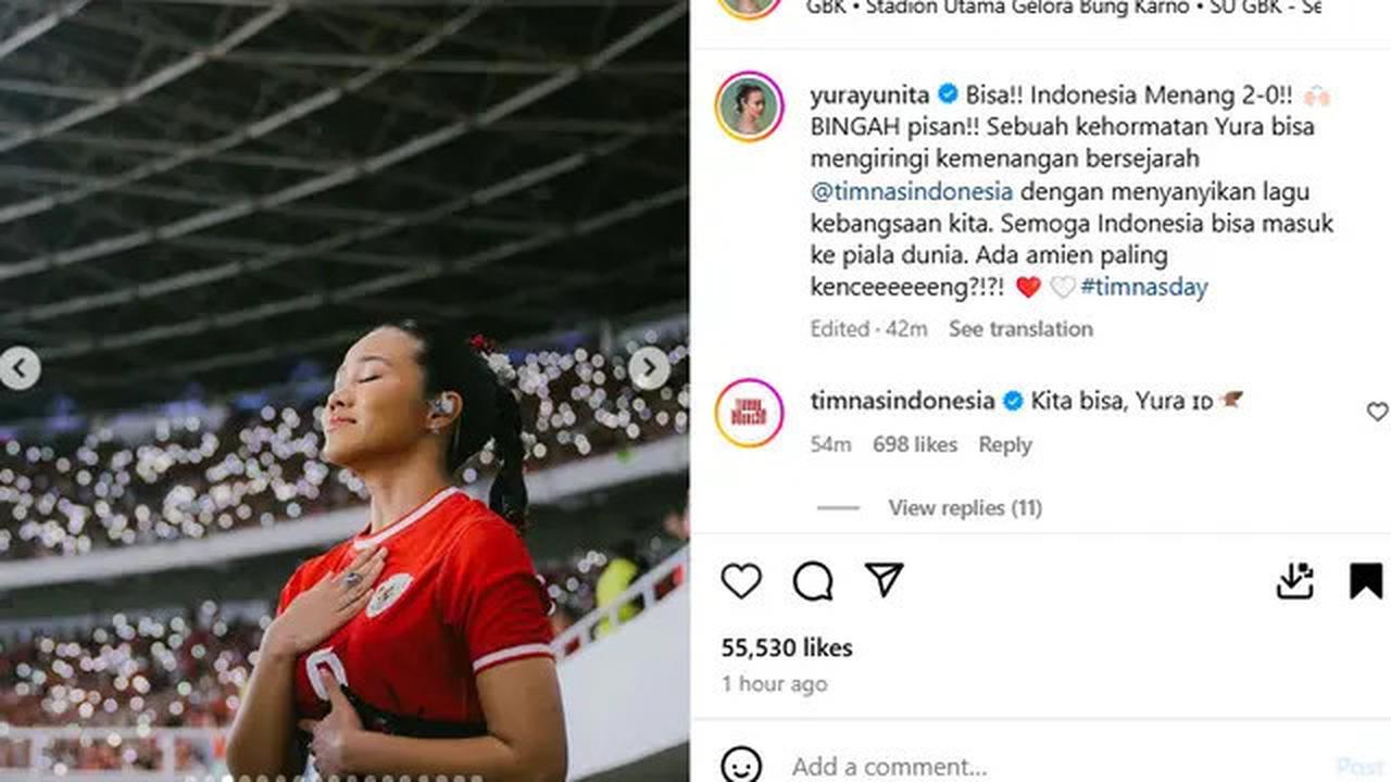 Yura Yunita Merasa Terhormat Bernyanyi Mengiringi Kemenangan Timnas Indonesia
