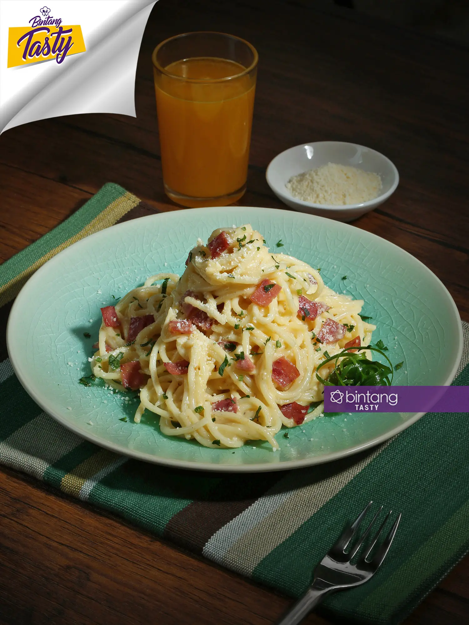 Spaghetti Carbonara. (Fotografer: Bambang E. Ros/DI: M. Iqbal Nurfajri/Chef: Arum Sari)