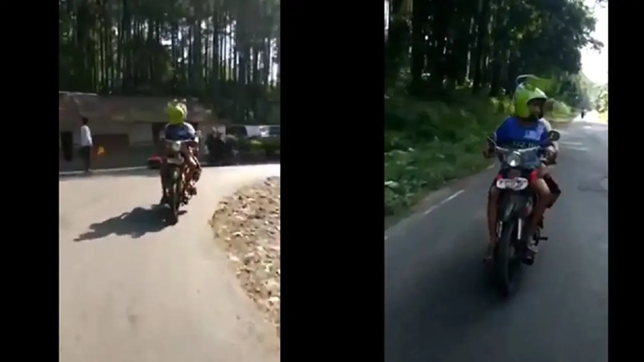 Kelakuan Dua Pemuda Mengendarai Motor Terbalik Ini Unik Banget
