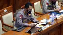 Kapolri Jenderal Listyo Sigit Prabowo saat rapat kerja dengan Komisi III DPR di Kompleks Parlemen, Jakarta, Rabu (16/6/2021). Rapat membahas realisasi program prioritas Kapolri, pengungkapan kasus-kasus aktual, dan tindak lanjut atas pengaduan masyarakat. (Liputan6.com/Angga Yuniar)