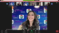 Masayu Anastasia pemain FTV Suara Hati Istri Indosiar di sela-sela press conference virtual di Jakarta, Kamis (11/6/2020)