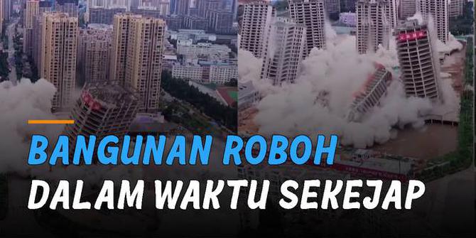 VIDEO: Dihancurkan Dengan Bahan Peledak, Bangunan Roboh Dalam Waktu Sekejap