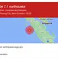 Badan Survei Geologi Amerika Serikat atau United States Geological Survey (USGS) mencatat gempa berkekuatan magnitudo 7.1 melanda Mentawai, Sumatera Barat, Indonesia (USGS).