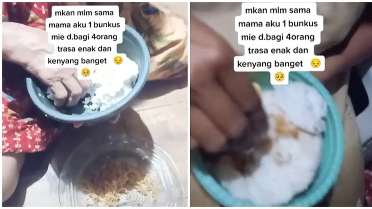 Viral Video Makan Satu Bungkus Mi Instan Dibagi Sekeluarga, Tetap Bersyukur