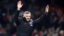 Pelatih Manchester United, Ole Gunnar Solskjaer, saat melawan Huddersfield pada laga Premier League di Stadion Old Trafford, Rabu (26/12). Manchester United menang 3-1 atas Huddersfield. (AP/Martin Rickett)