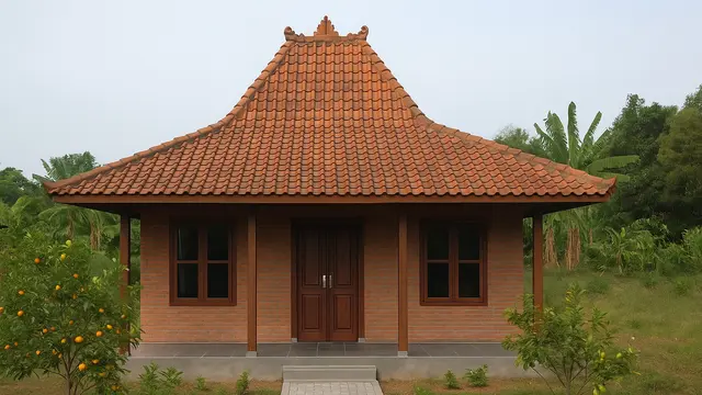Rumah 6x9 Gaya Tradisional Jawa dengan Kebun Buah Mini/via ChatGPT